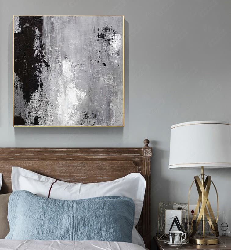 Your Original Black Room White Abstract Canvas Wall Art M615P